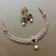 Handmade Brass Metal Jewellery Green Pearl Necklace Set